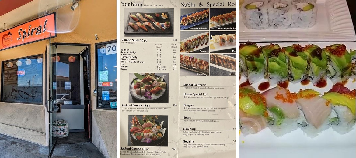 Spiral Japanese Restaurant Menu