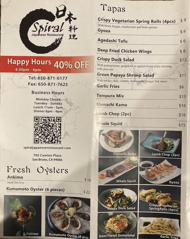 Spiral Japanese Restaurant Menu image 2